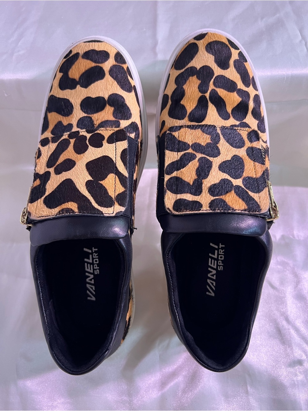 Vaneli Leopard Print Slip-On Sneakers - Tan/Black